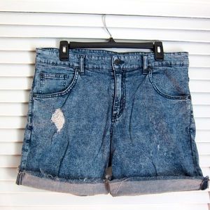 MENS H&M DIVIDED GREY LINE Acid Wash Distressed Denim Jeans Shorts